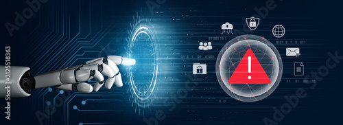 Obraz na plátne AI monitoring and detecting cybersecurity threats, identifying data breaches and