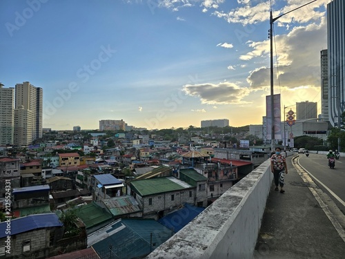 Photography Pedestrian Walking on City Overpass Bridge During Golden Hour Sunset