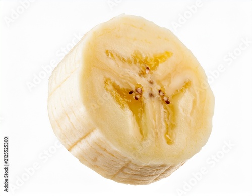 a single one banana slice drop fly in the air cut out background