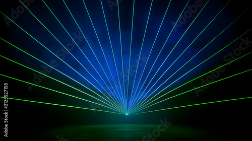 Vibrant laser beams create stunning visual display in dark environment showcasing technology
