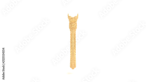 Gold Dragon Bangle Ornate Circular Bracelet Isolated 3D Illustration