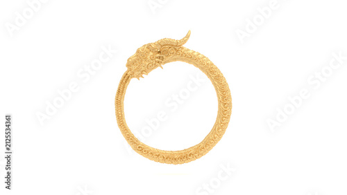 Gold Dragon Bangle Ornate Circular Bracelet Isolated 3D Illustration