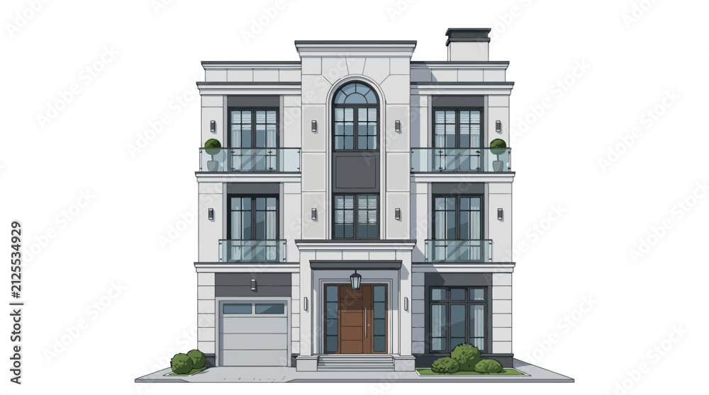 Fototapeta premium Modern Luxury Townhouse Isolated