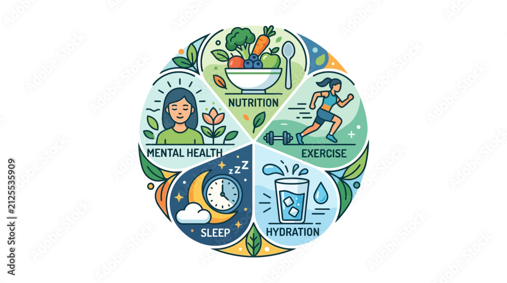 Fototapeta premium Healthy Lifestyle Circle Illustration