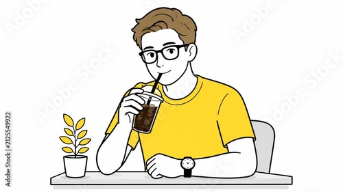 コーヒーを飲む男性2 - 1