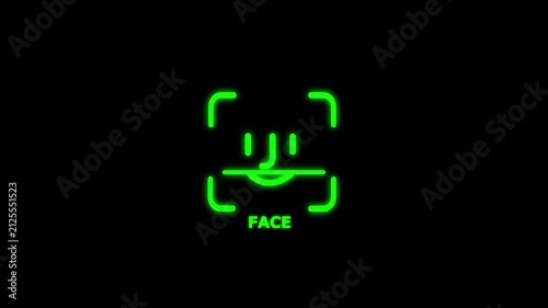 Face ID Face Authentication Animation on Black Background Digital Identity Protection Cyber Security and Facial Recognition Concept 4K Motion Graphic