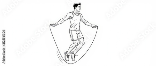Man jumping rope illustration. Fitness athlete doing cardio exercise with skipping rope.