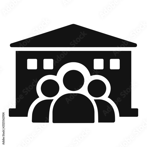 фотографія Black silhouette icon of a group of people in front of an institutional building