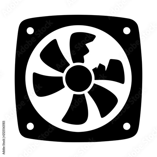 Exhaust Fan Flat Icon, Broken Blade Appliance Vector