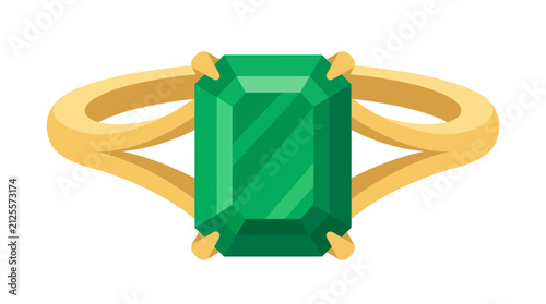 Emerald Gold Ring Vector Illustration