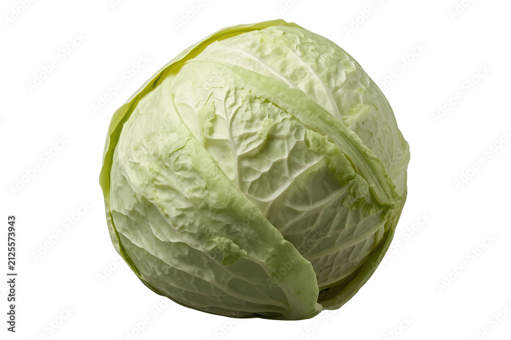 Fototapeta premium Round pale green cabbage with loosely layered leaves