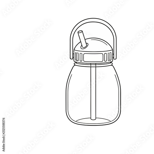 Water bottle with straw and handle