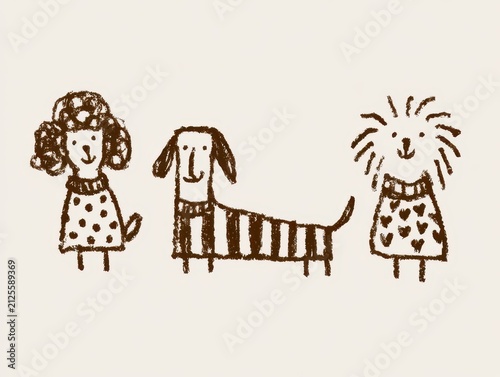Hand drawn sketch set of cute stylized dogs wearing sweaters