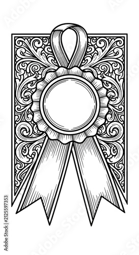 Vintage Ribbon Award Vector Illustration Ornate Border Isolated