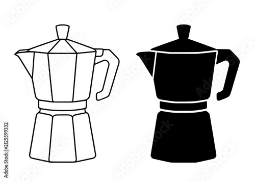 Foto Minimalist coffee maker icon in outline and silhouette style, for UI/UX app desi