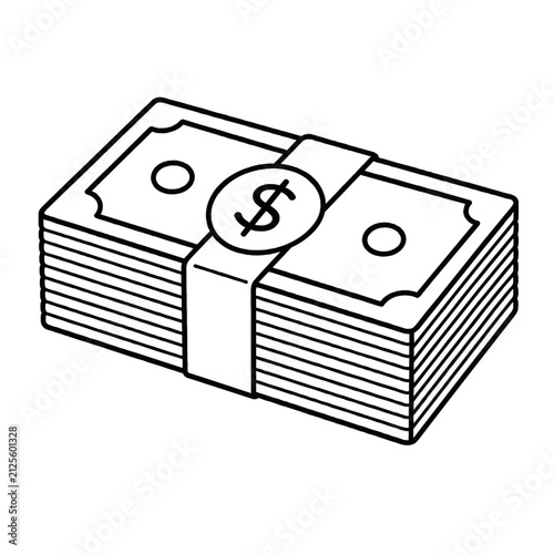 Money and Savings Outline Icons Collection on White Background