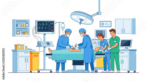 Canvastavla Medical Team Performing Surgery in Modern Operating Room