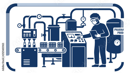 Pharmaceutical Production Line with Technician