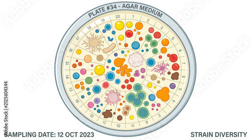 Foto Agar Plate with Diverse Microbial Colonies Isolated