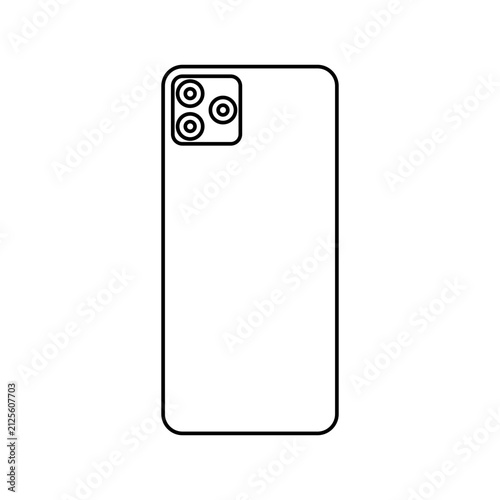 Smartphone Back Outline style, smartphone back view with camera module, symbolizing mobile devices, ideal for technology, online shop, and electronics designs.