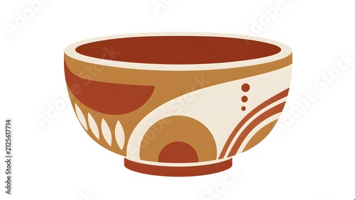 Minimalist Abstract Ceramic Bowl with Geometric Pattern in Modern Boho Style Flat Vector Illustration Isolated on White Background