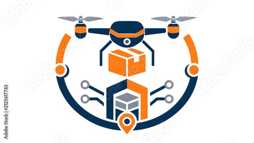 Autonomous Delivery Drone with Smart Warehouse, Package Tracking and Logistics Network Flat Vector Illustration for Automated Shipping, Supply Chain and Last Mile Delivery