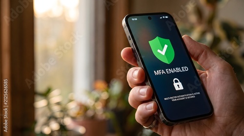 Smartphone showing multi factor authentication enabled status