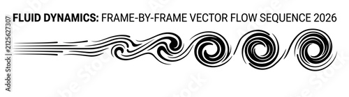 Konstfotografi Fluid Dynamics Frame by Frame Vector Flow Sequence 2026 Representing Turbulent W