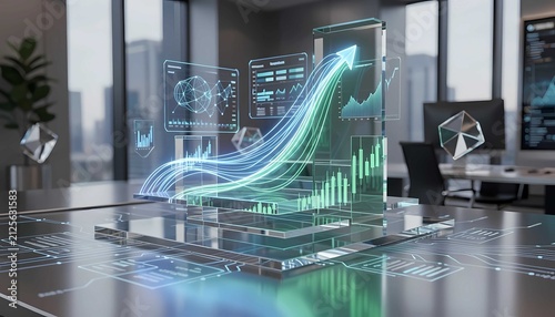 Elegant finance technology concept featuring AI-powered business investment growth background