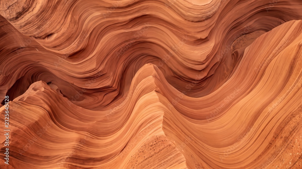 Fototapeta premium Abstract wavy red sandstone texture of antelope canyon walls