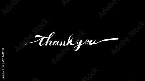 Thank you handwritten style text animation with hand drawn calligraphy monoline vintage text suitable message and  greeting. alpha channel only 4k.