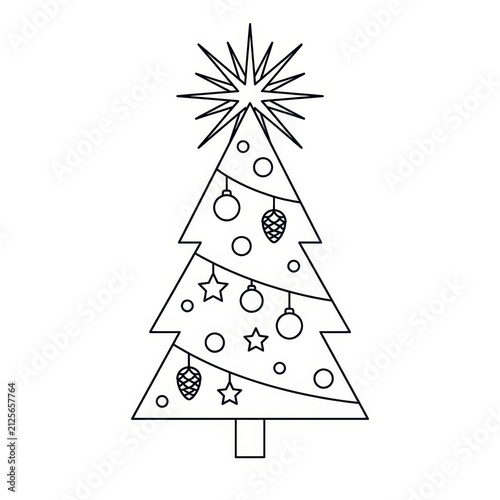 Christmas tree outline with ornaments and star