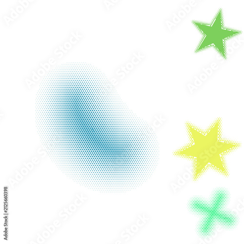 Colorful abstract star and wave design with green and blue elements isolated on transparent background