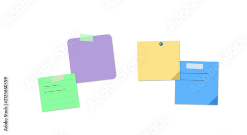 Collection of colorful sticky notes on a white background isolated on transparent background