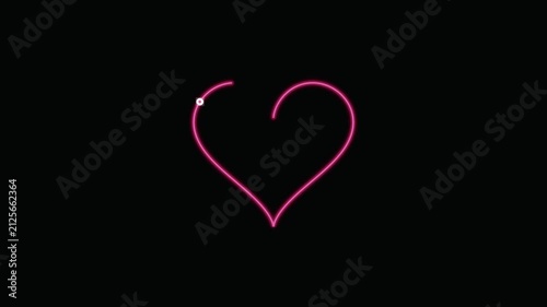 Parametric Wireframe Neon Heart Geometric Loop