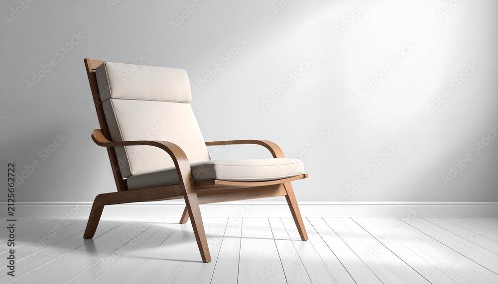 Obraz premium Modern Wooden Armchair Minimalist Room