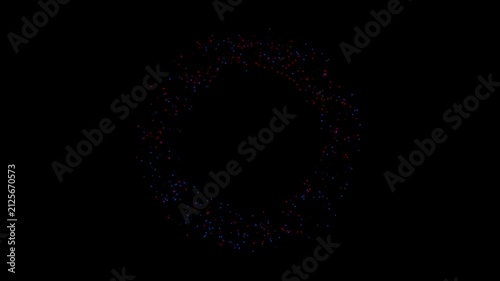 Red and Blue Glowing Particle Ring Collision Loop