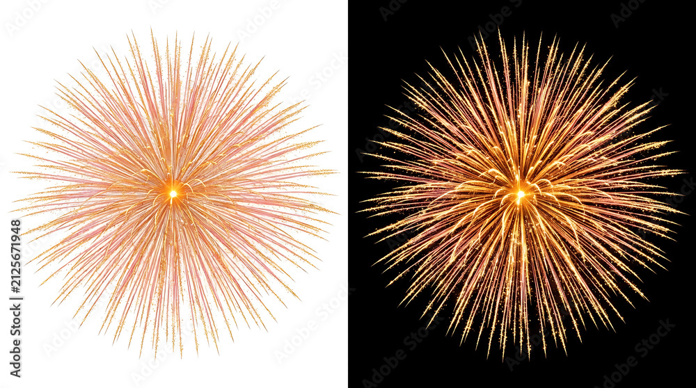 Obraz premium Orange firework burst on split white and black background 1