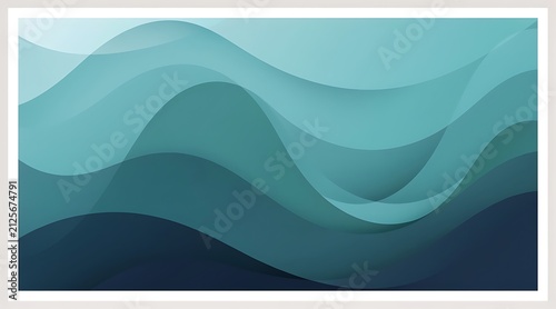 Modern Abstract Fluid Teal and Blue Waves Background with Layered Curves and Soft Color Gradients