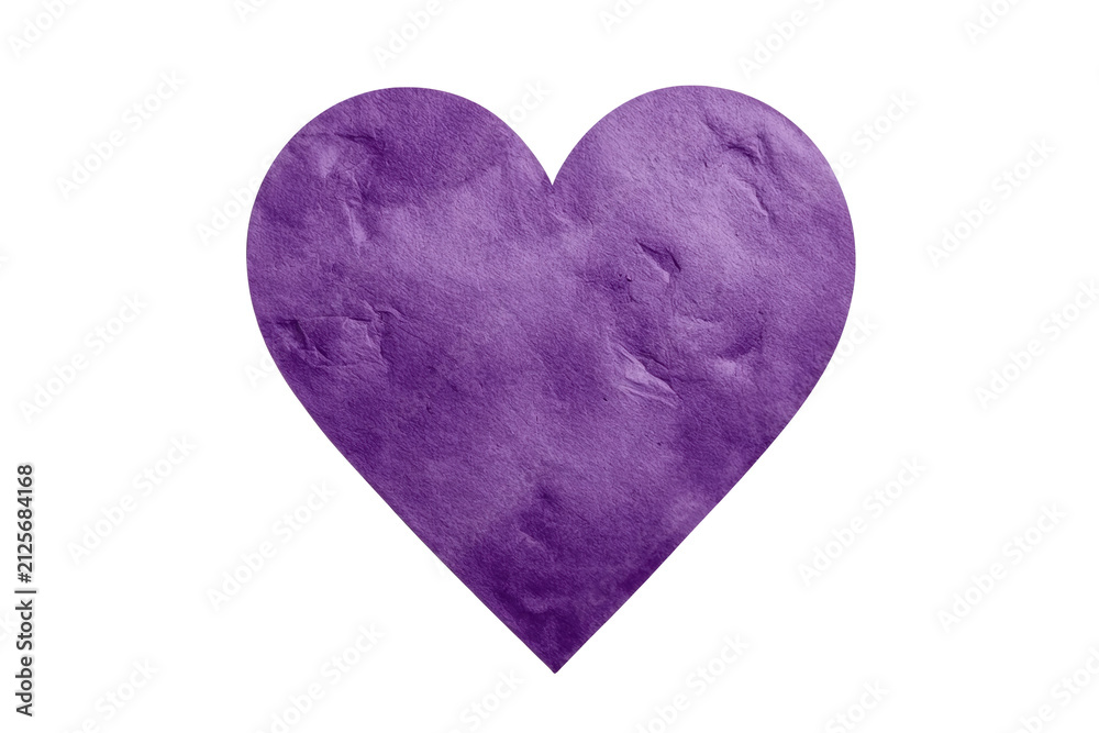 Fototapeta premium Large fluffy purple heart isolated on transparent background