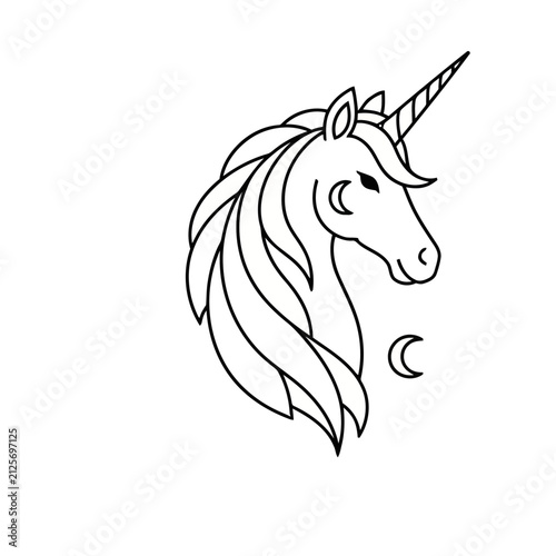 Unicorn head with crescent moon