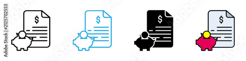 Piggy bank multi - style icon design concept	