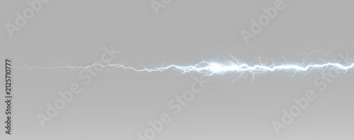 Obraz na plátně Lightning energy wave with bright electric arcs, branching plasma sparks and ho