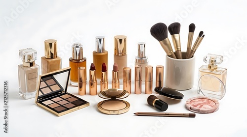Collection of luxury makeup cosmetics and perfume bottles for beauty and professional skin care. high-end makeup sale