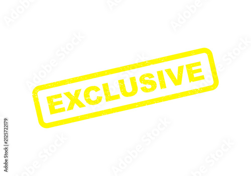 Yellow exclusive stamp label with a textured grunge design on a digital format isolated on transparent background