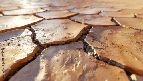 Close up of cracked dry earth soil depicting severe drought and climate change