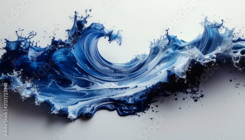 Dynamic blue ocean wave splash abstract 3D illustration