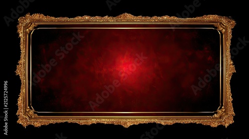 Ornate gilded frame around a dark, textured red background