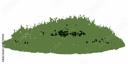Cuadro en lienzo Green grass island with scattered wildflowers a flat vector illustration on a wh