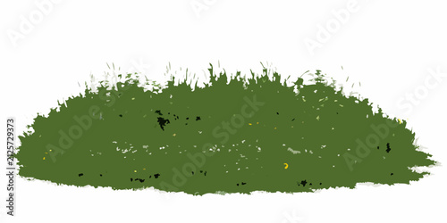 Cuadro en lienzo A patch of green grass with scattered wildflowers depicted in a vector illustrat